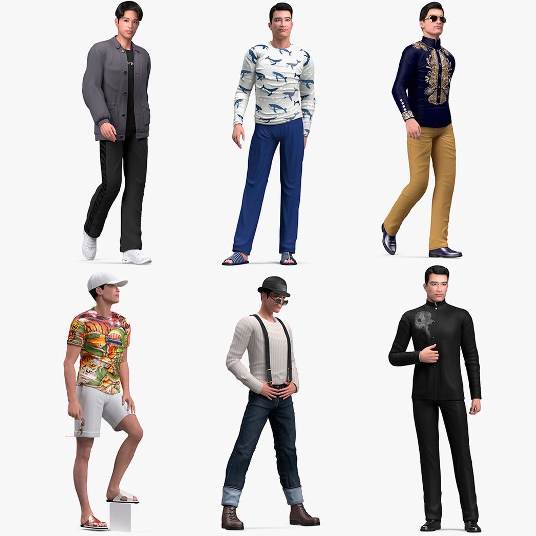 Rigged Asian Men Collection 4 for Maya