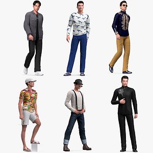 Rigged Asian Men Collection 4 for Maya 3D model