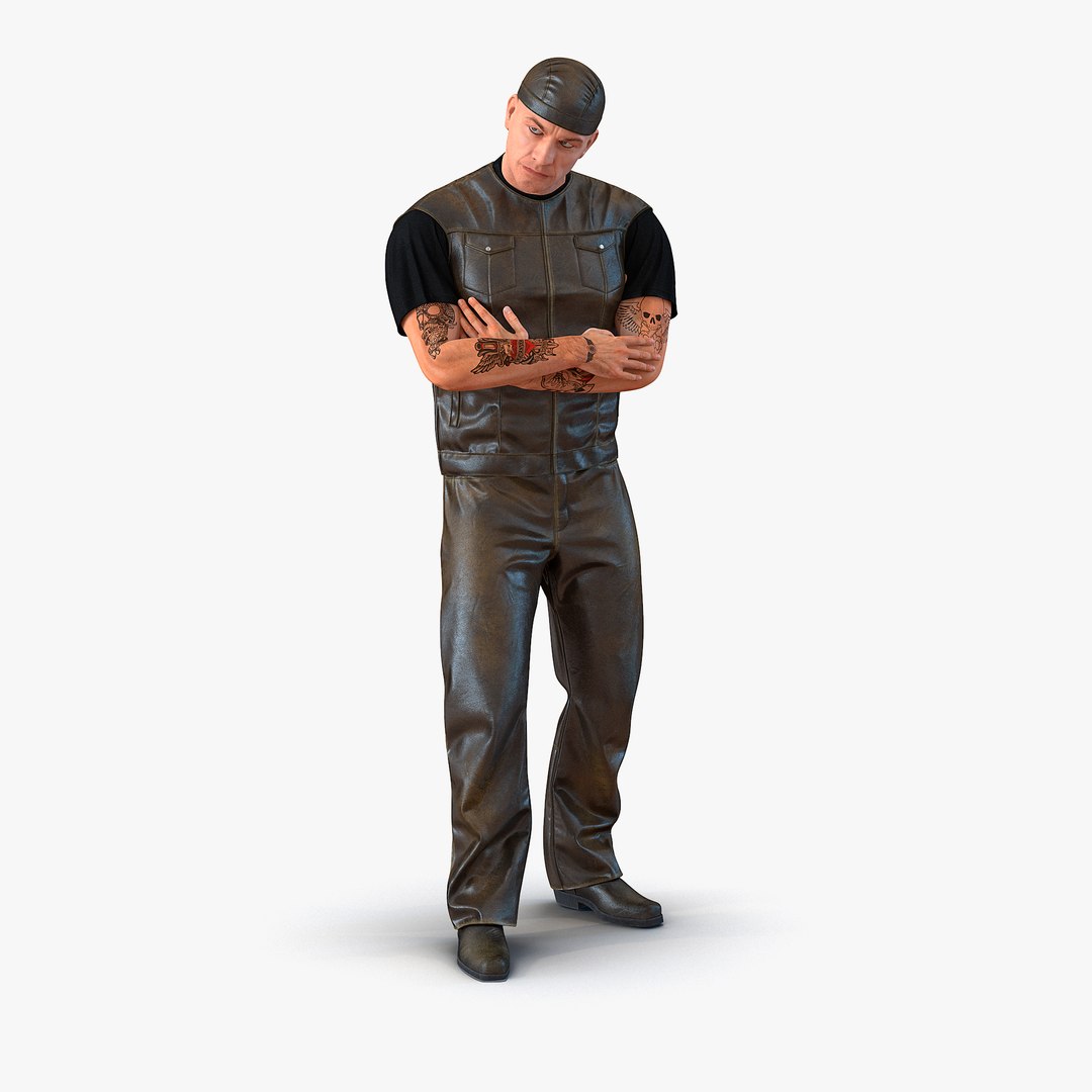 Biker Man Generic 2 Rigged 3D Model 3D model preview
