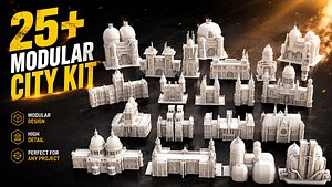 Modular Gothic City Kit 25 Buildings 3D