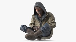 Seated Homeless Old Man
