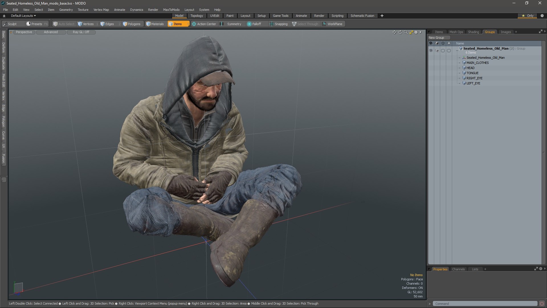 Seated Homeless Old Man 3D Model - TurboSquid 2283336
