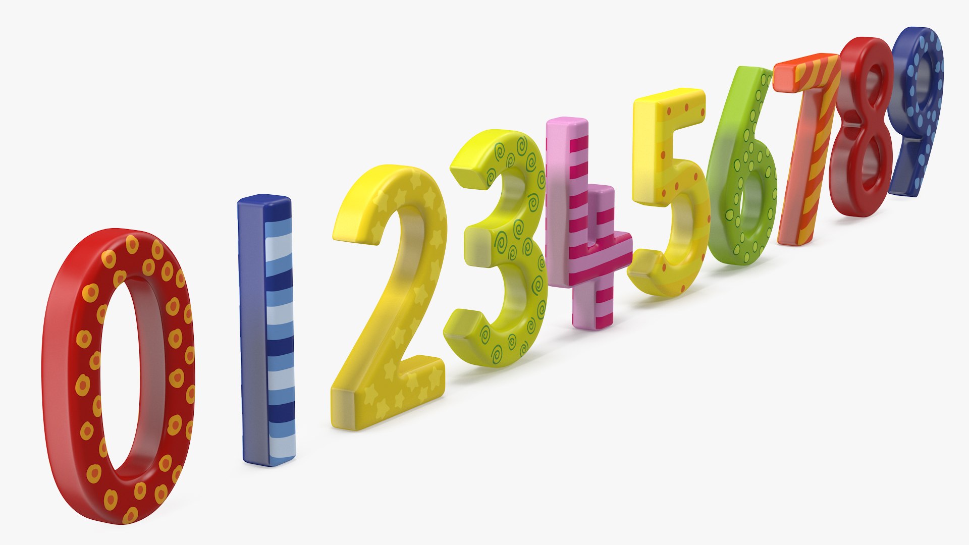 Colourful Wooden Number Set 3D model preview