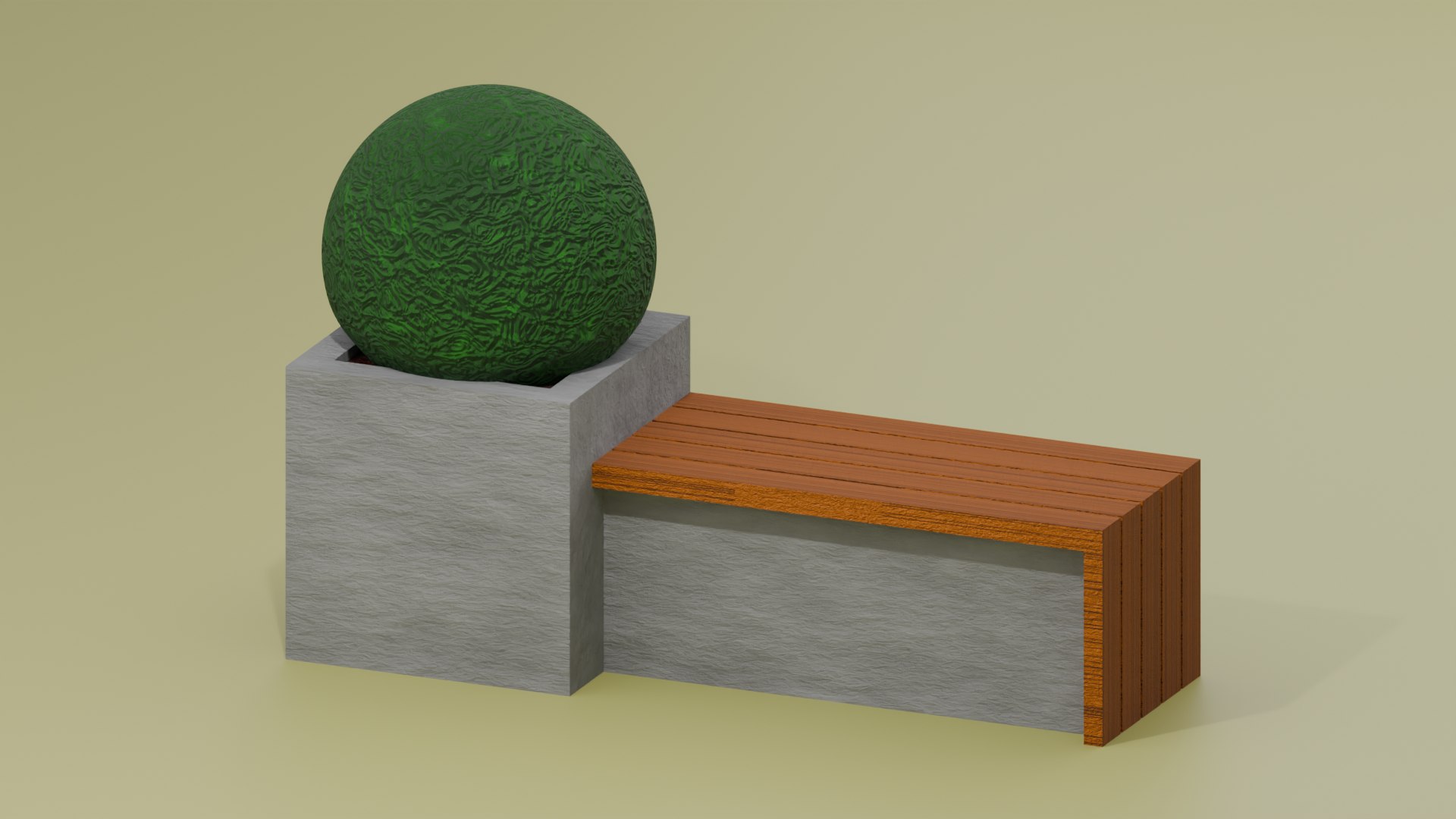3D Modern Concrete Planter Bench Urban Outdoor Furniture - TurboSquid ...