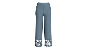 Girls Wide-Leg Pants With Bottom Print 3D model