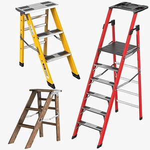 Three Detailed Stepladders