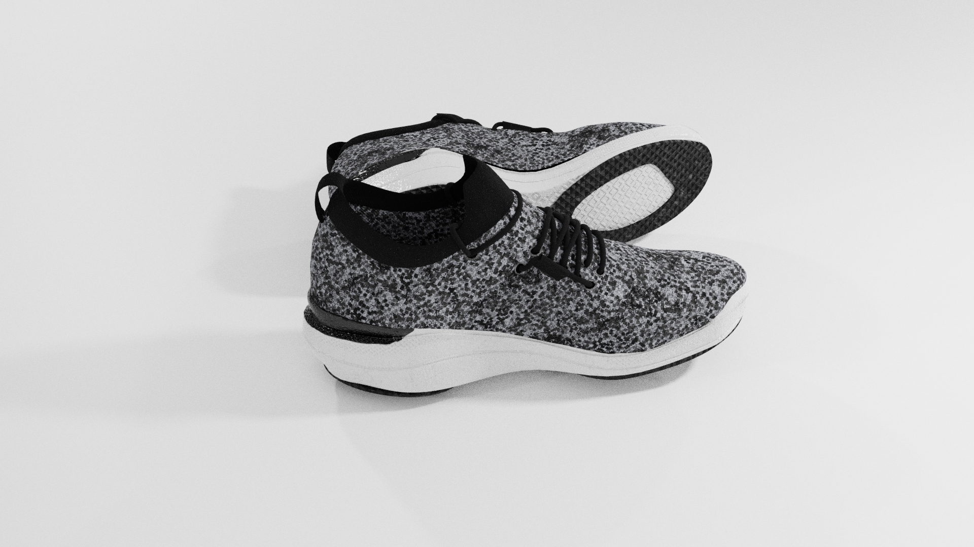 3D Sneakers Black And White Fabric Model - TurboSquid 2087800