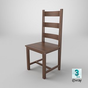 3D Traditional Wooden Dining Chair