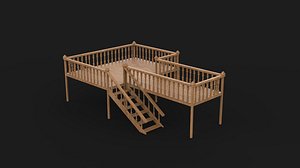 3D Wood Deck 3D model