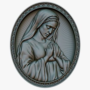 Virgin Mary bas-relief for CNC router or 3D printer