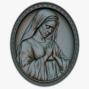Virgin Mary bas-relief for CNC router or 3D printer