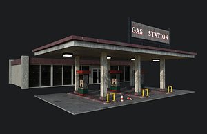 low-poly gas station 3D model