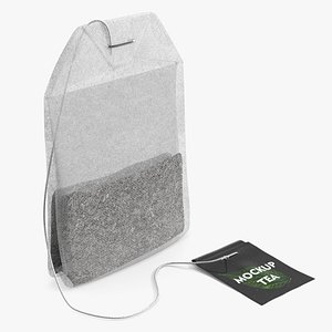 Mockup Classic Tea Bag with String and Label 3D