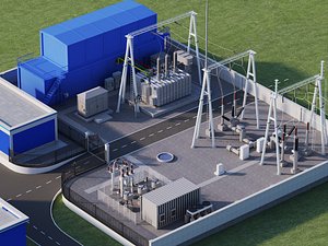 Box Type Substation Factory Electrical Equipment Scene 3D Model