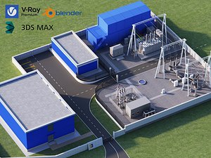 Box Type Substation Factory Electrical Equipment Scene 3D Model 3D model