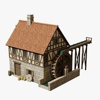Medieval Watermill - Game Ready PBR
