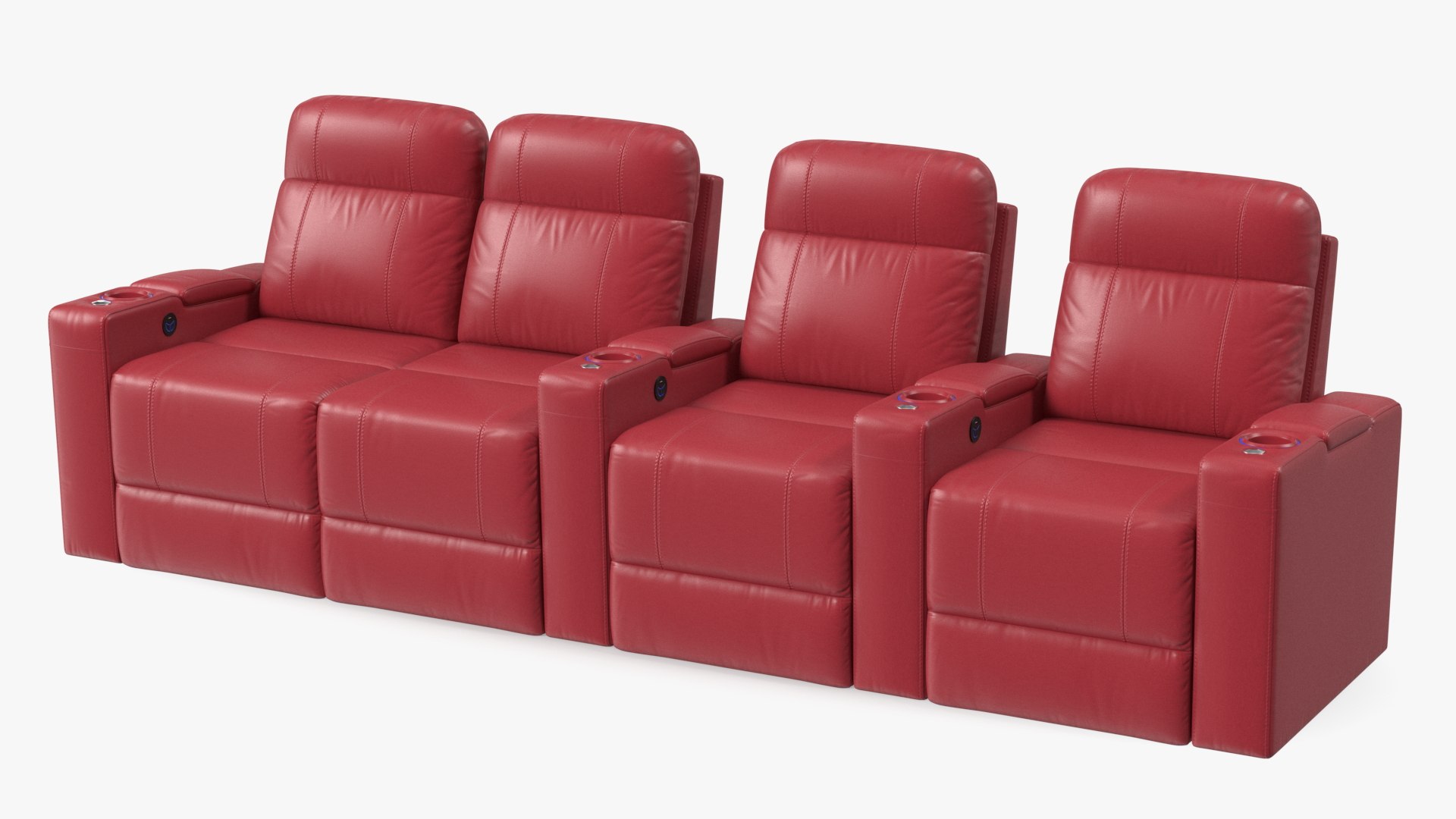 Valencia Home Theater Seating Row of 4 Loveseat Red 3D model preview