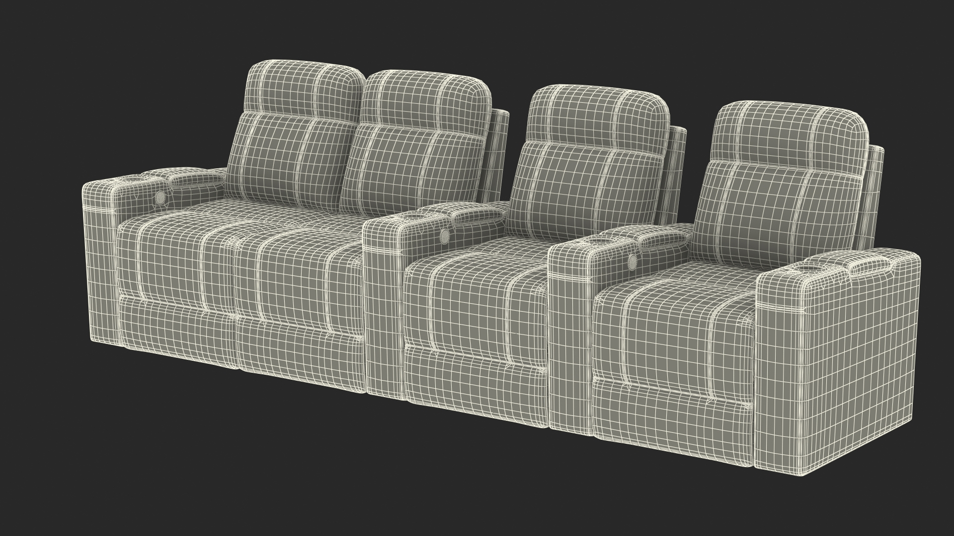 Valencia Home Theater Seating Row Of 4 Loveseat Red 3D TurboSquid 1925429