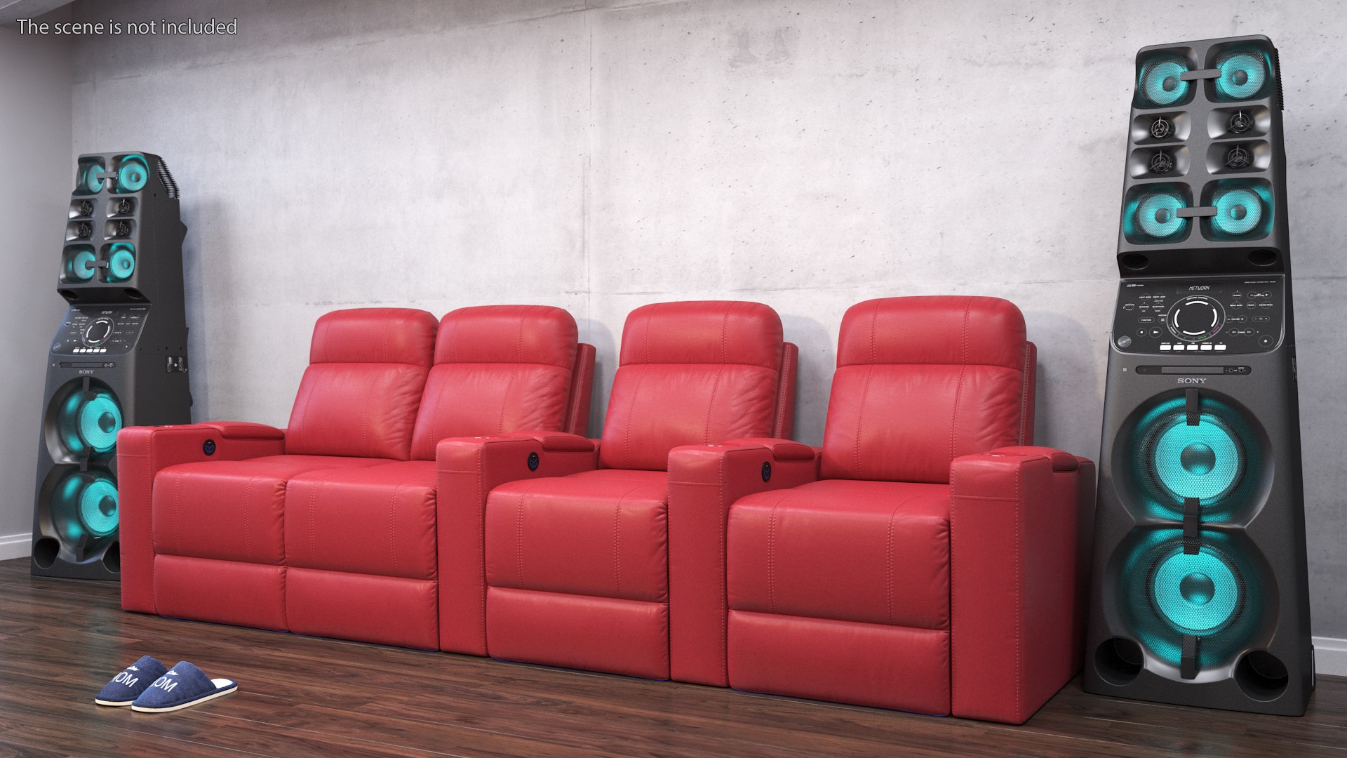 Valencia Home Theater Seating Row Of 4 Loveseat Red 3D TurboSquid 1925429