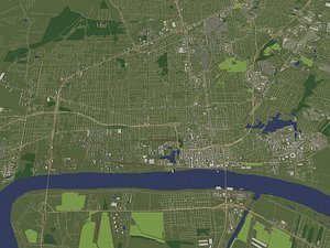 Baton Rouge Louisiana USA in 20 km x 20 km - city and urban