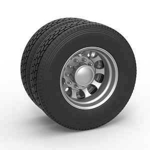 Diecast Rear custom wheel of semi truck Version 22 Scale 1 to 25 3D