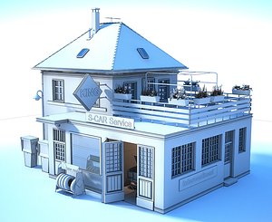 gas station white 3D model