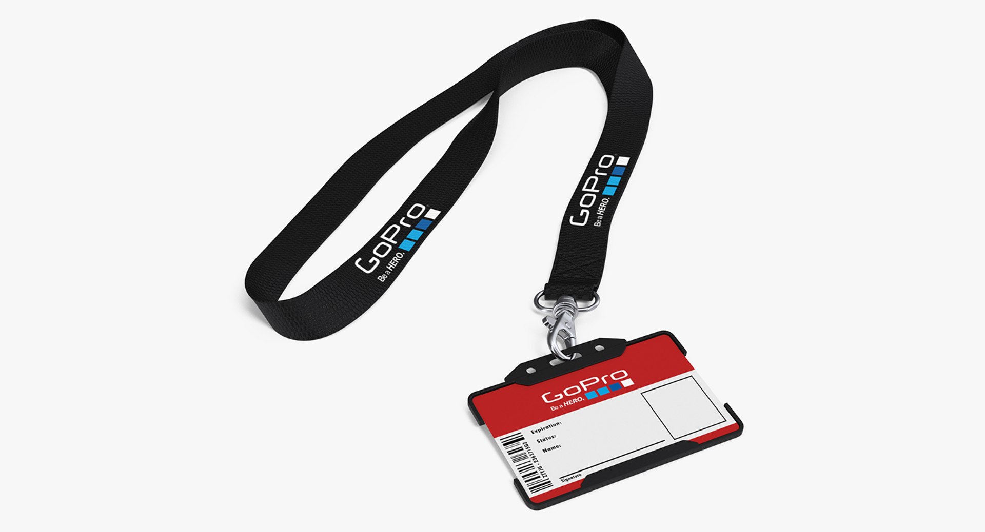 GoPro Lanyard with Plastic ID Card Holder 3D model preview