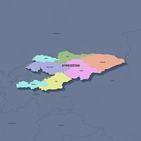 Kyrgyzstan Admin 1 3D Map - LatLong