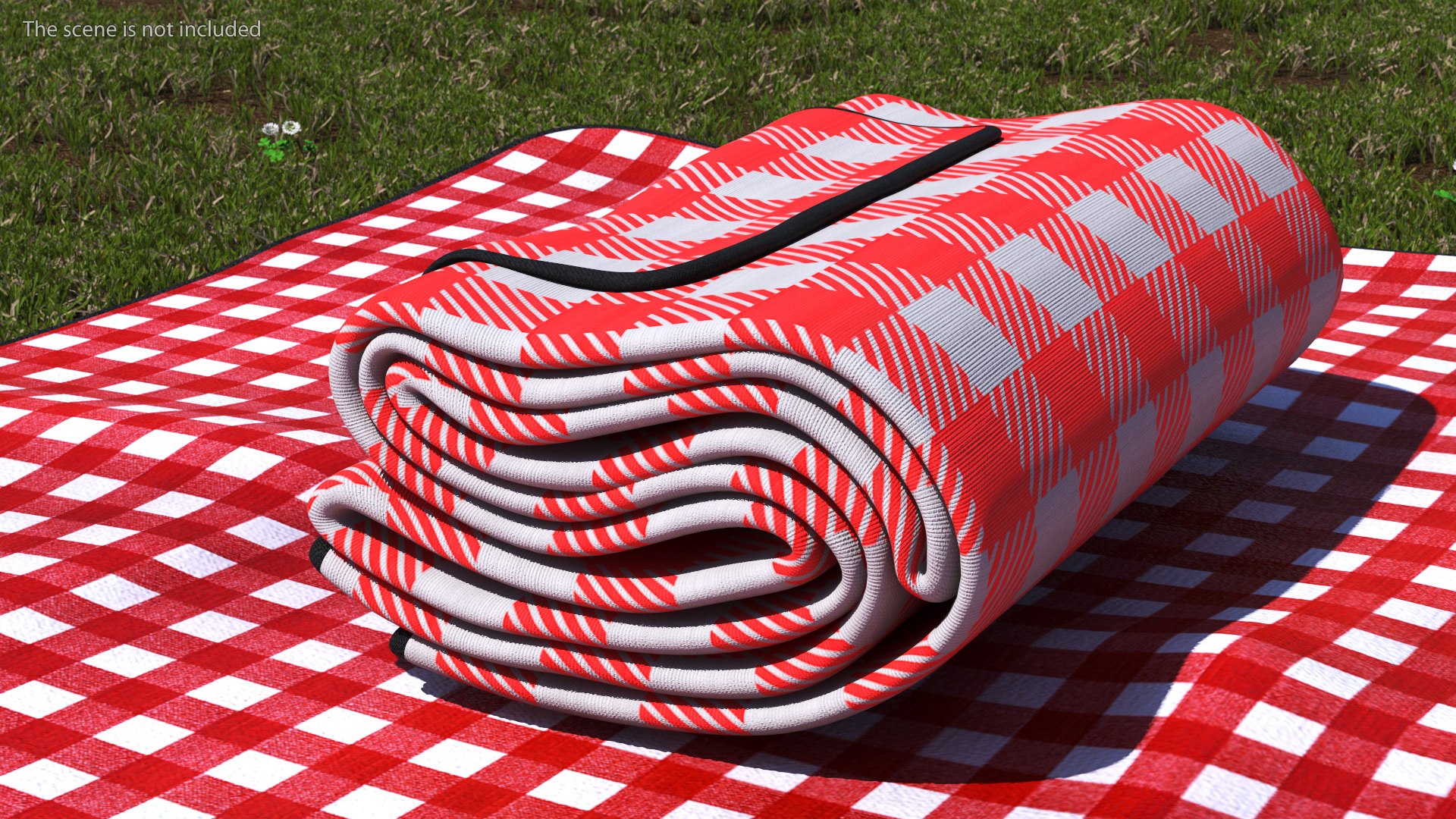 3D Classic Red And White Checkered Picnic Blanket Folded Model ...