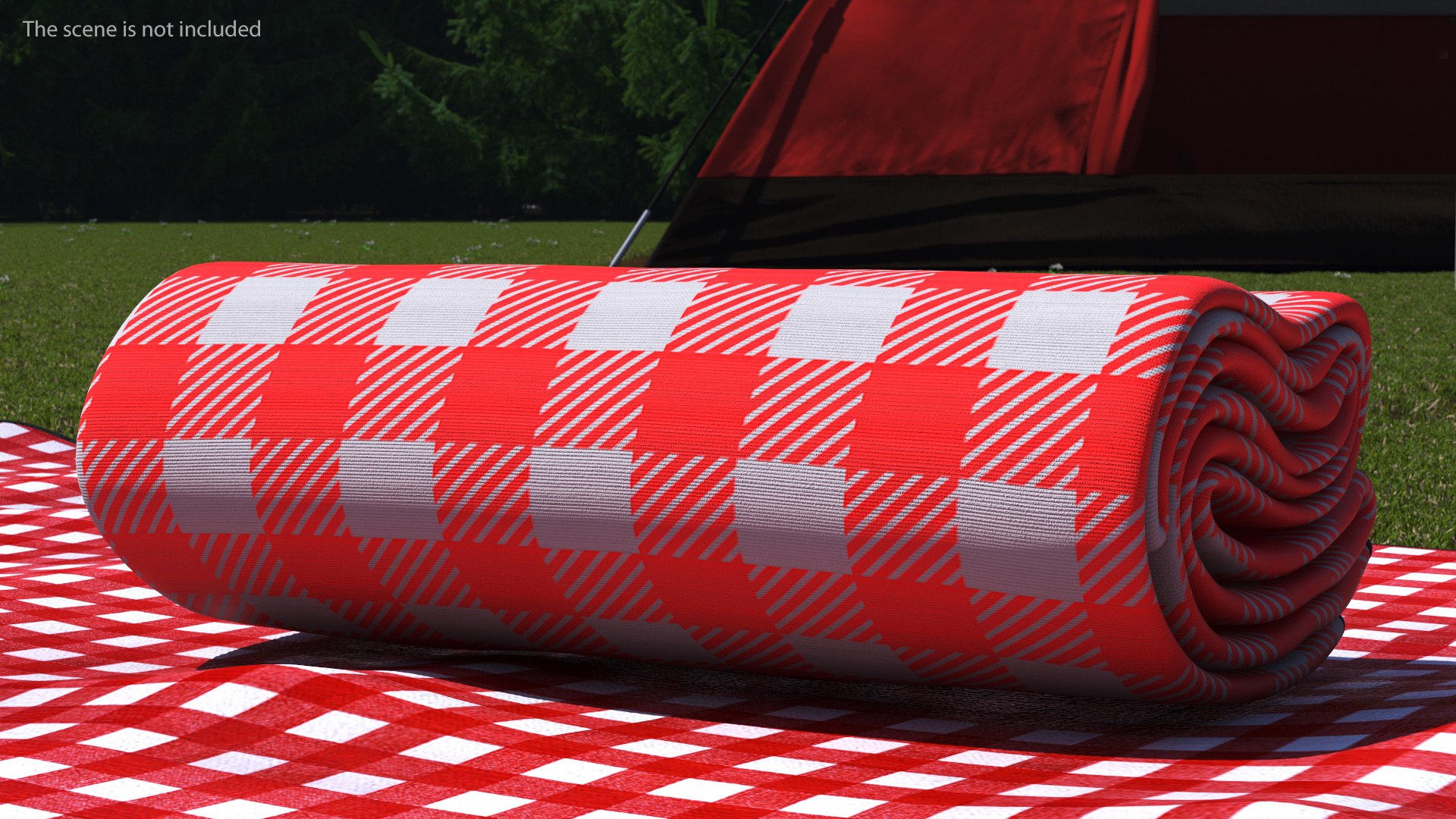 3D Classic Red And White Checkered Picnic Blanket Folded Model ...
