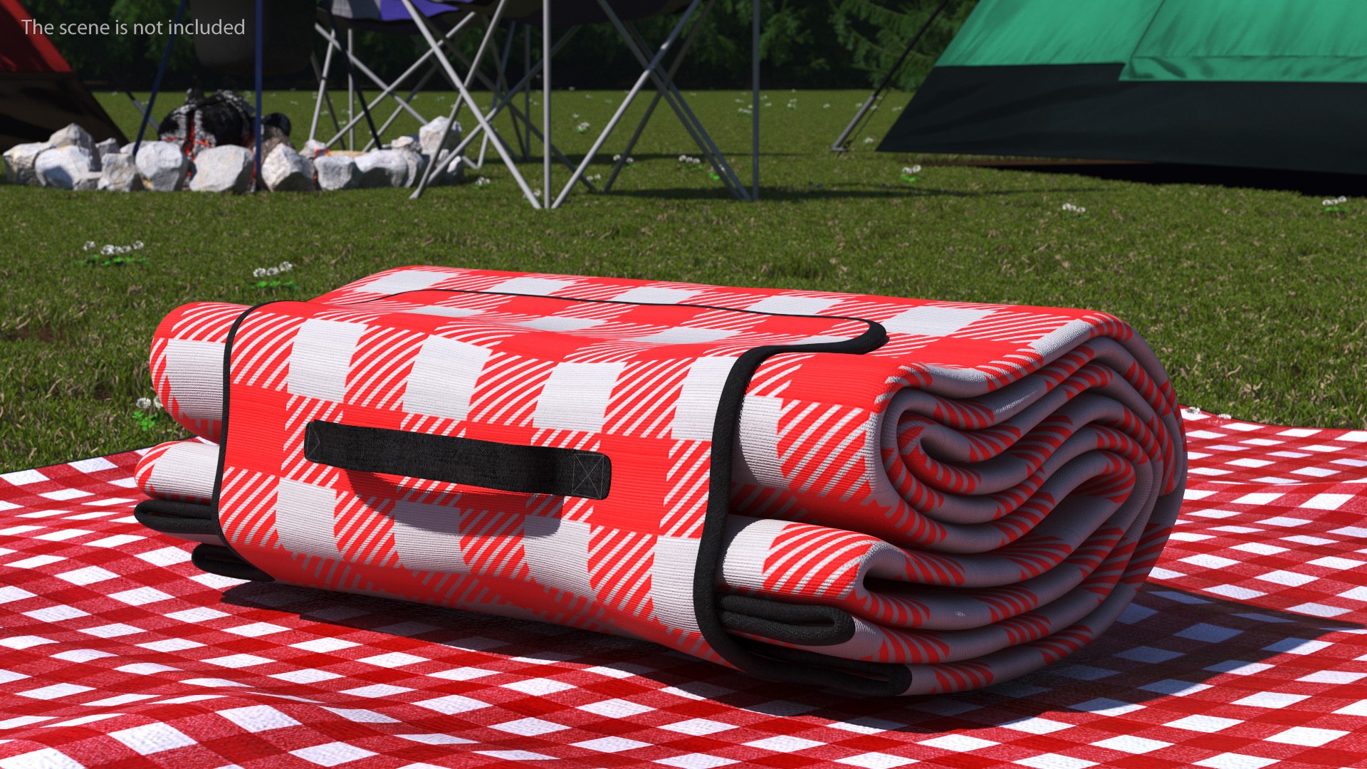 3D Classic Red And White Checkered Picnic Blanket Folded Model ...