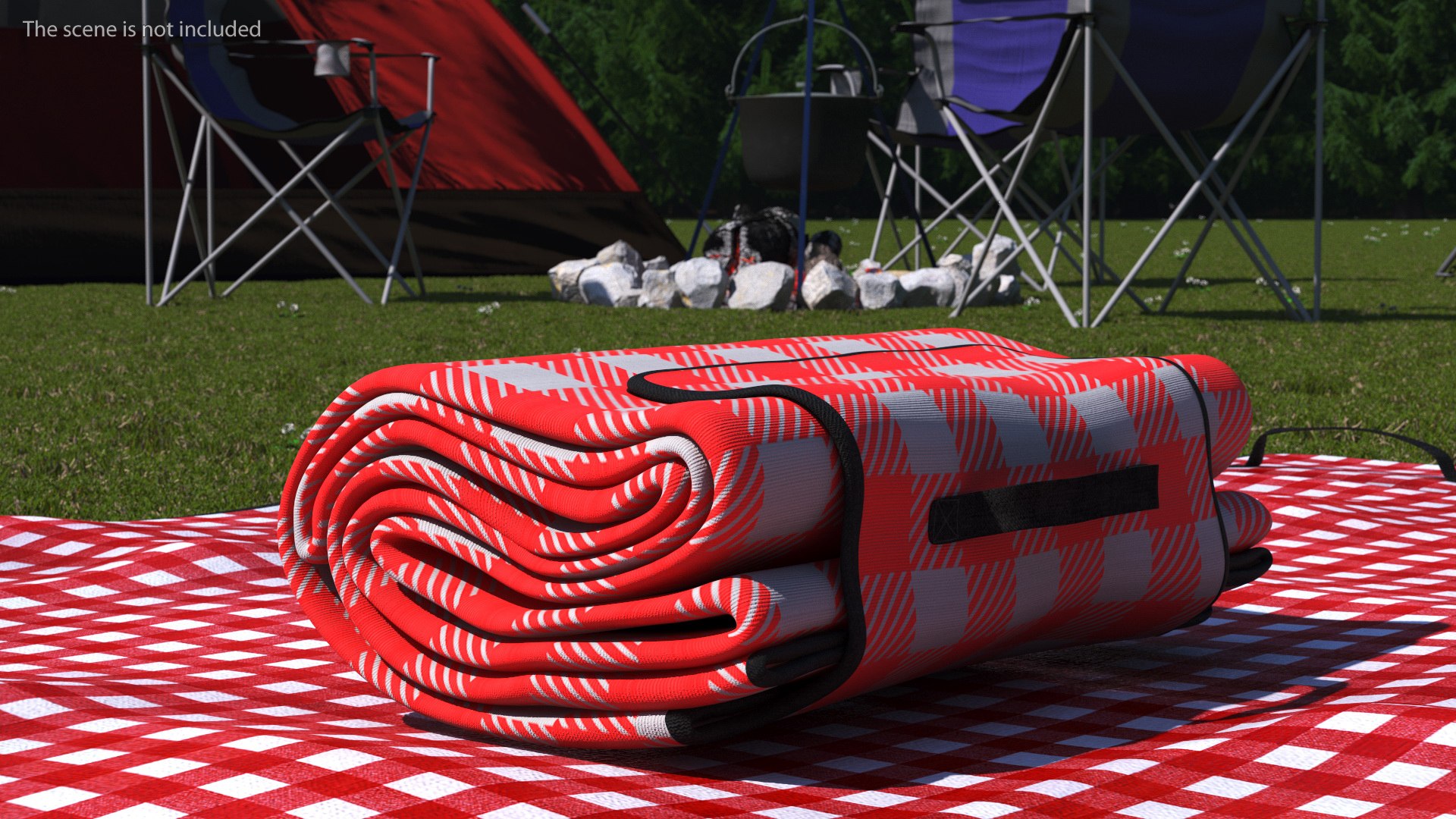 3D Classic Red And White Checkered Picnic Blanket Folded Model ...