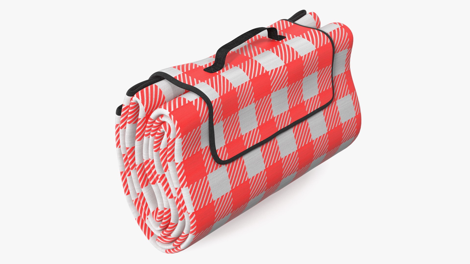 Classic Red and White Checkered Picnic Blanket Folded 3D model preview