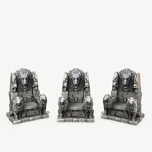 Lion Stone Throne 1 3D