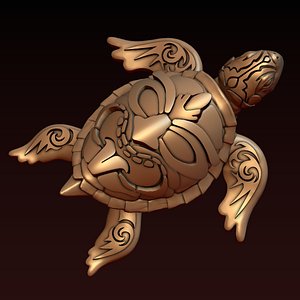 Turtle with Tiki Mask Ornament print