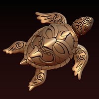 Turtle with Tiki Mask Ornament print