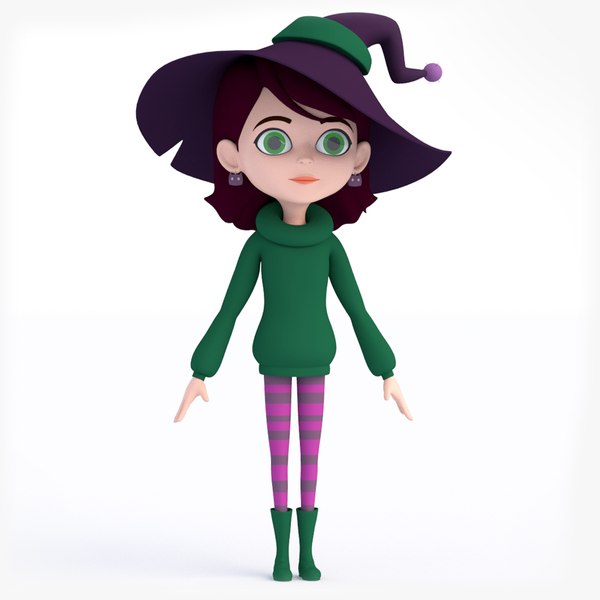 Cartoon Witch Girl 3D model