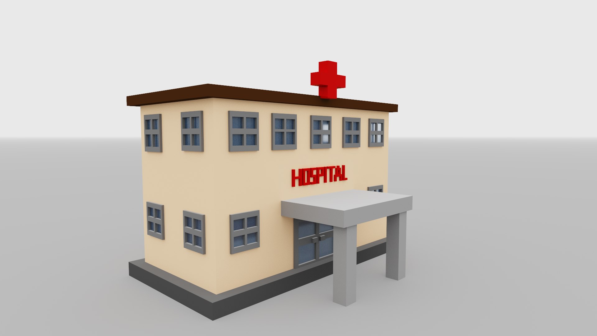 Voxel Hospital 3D Model - TurboSquid 1894959