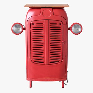 TRACTEUR Red Metal Industrial Bar Cabinet