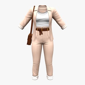 3D High Waist Pants Tank Top Jacket Bag Outfit model