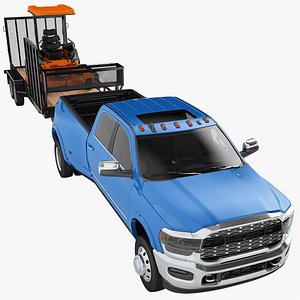 Pickup Truck Generic with Landscape Pro Trailer 02