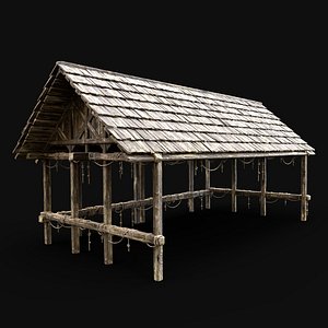 WOODEN ROOFING ANIMAL SHELTER FARM BARN STABLE SHED ROOF AAA 3D