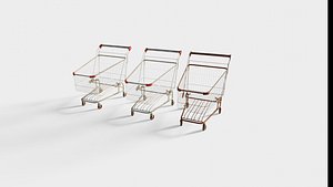 3D shopping cart with 4k pbr textures clean dirty and rusty