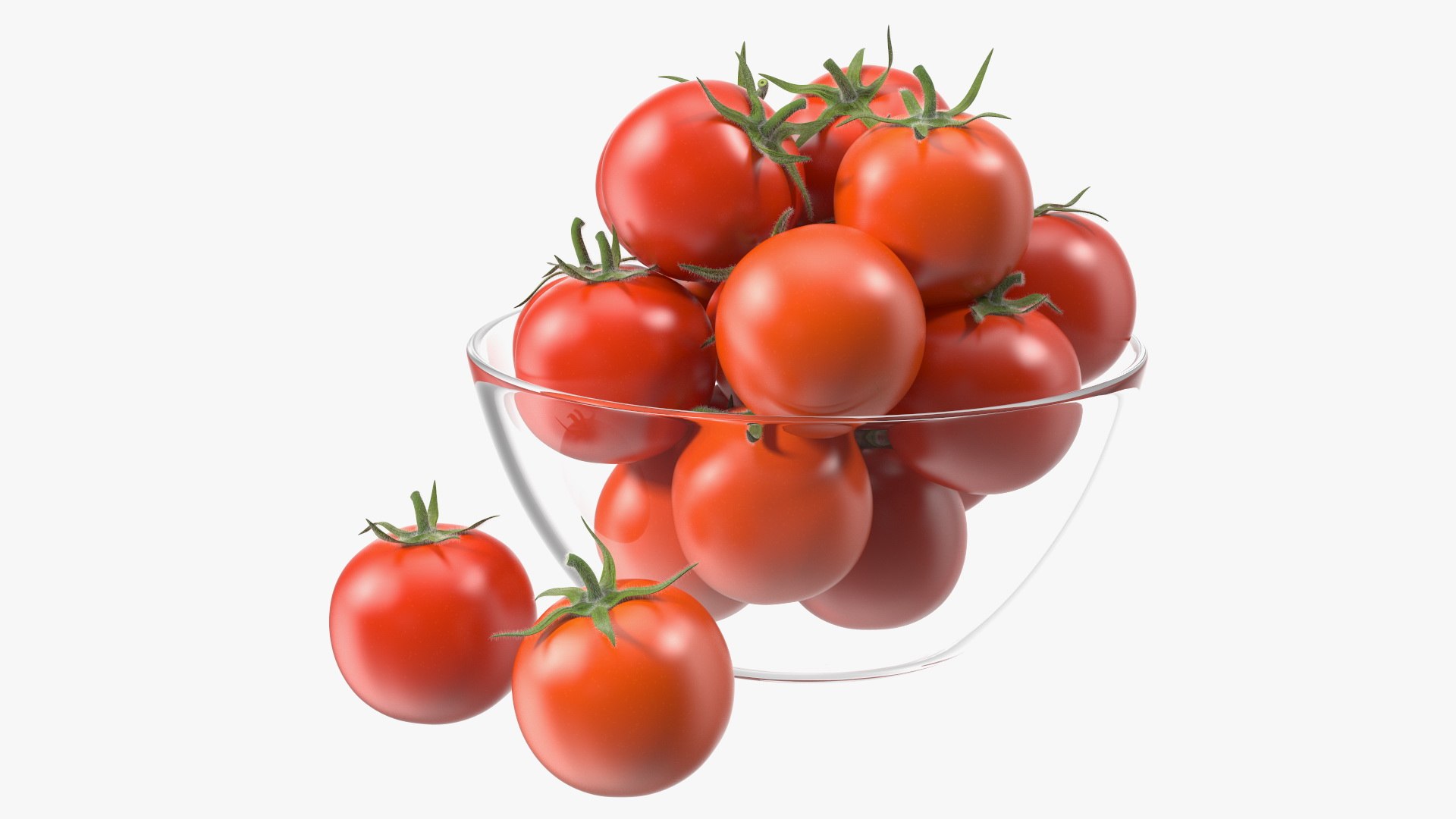 Cherry Tomatoes in Glass Bowl Fur 3D model preview