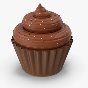 Chocolate Muffin Cupcake 3D model