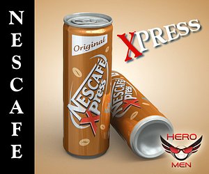 realistic nescafe xpress drink cans 3d model