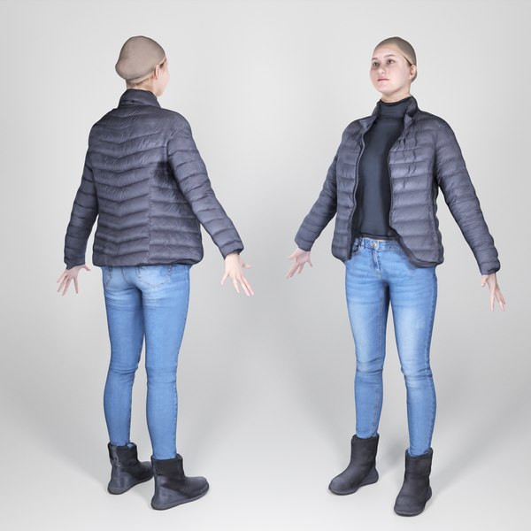 young woman a-pose character model