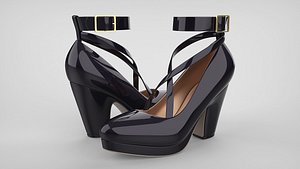 3D model Beautiful Lolita Platform Heels Shoes with Cross Straps
