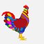 rooster multi colored 3d max