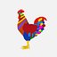 rooster multi colored 3d max